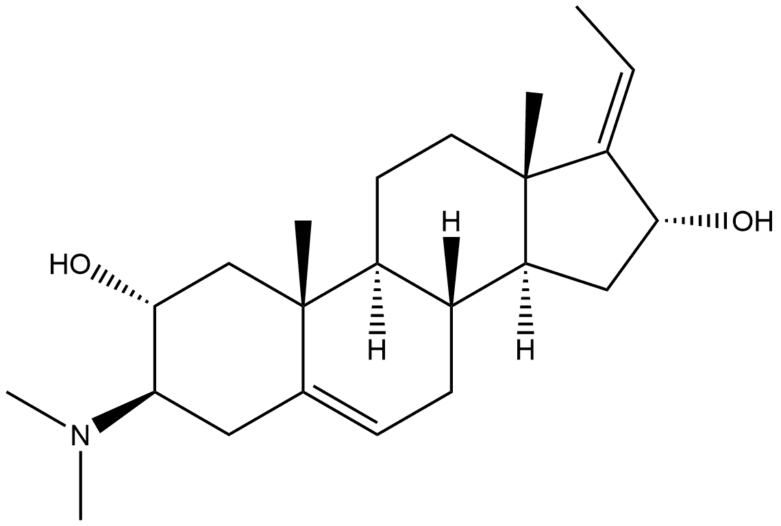 3β-(ジメチルアミノ)プレグナ-5,17(20)-ジエン-2α,16α-ジオール 化学構造式