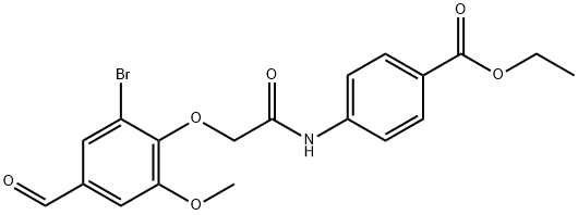 4-(2-(2-溴-4-甲酰基-6-甲氧基苯氧基)乙酰氨基)苯甲酸乙酯, 692275-42-6, 结构式
