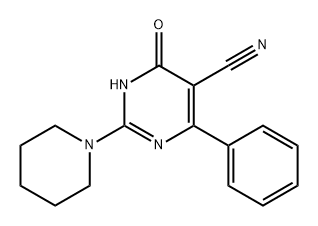 5-Pyrimidinecarbonitrile, 1,6-dihydro-6-oxo-4-phenyl-2-(1-piperidinyl)-,693233-52-2,结构式