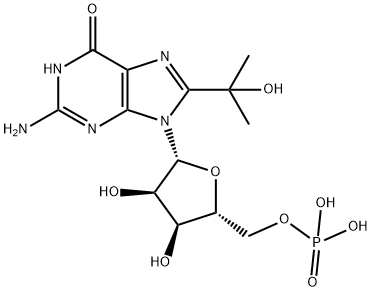 ((2R,3S,4R,5R)-5-(2-Amino-8-(2-hydroxypropan-2-yl)-6-oxo-1H-purin-9(6H)-yl)-3,4-dihydroxytetrahydrofuran-2-yl)methyl dihydrogen phosphate 结构式