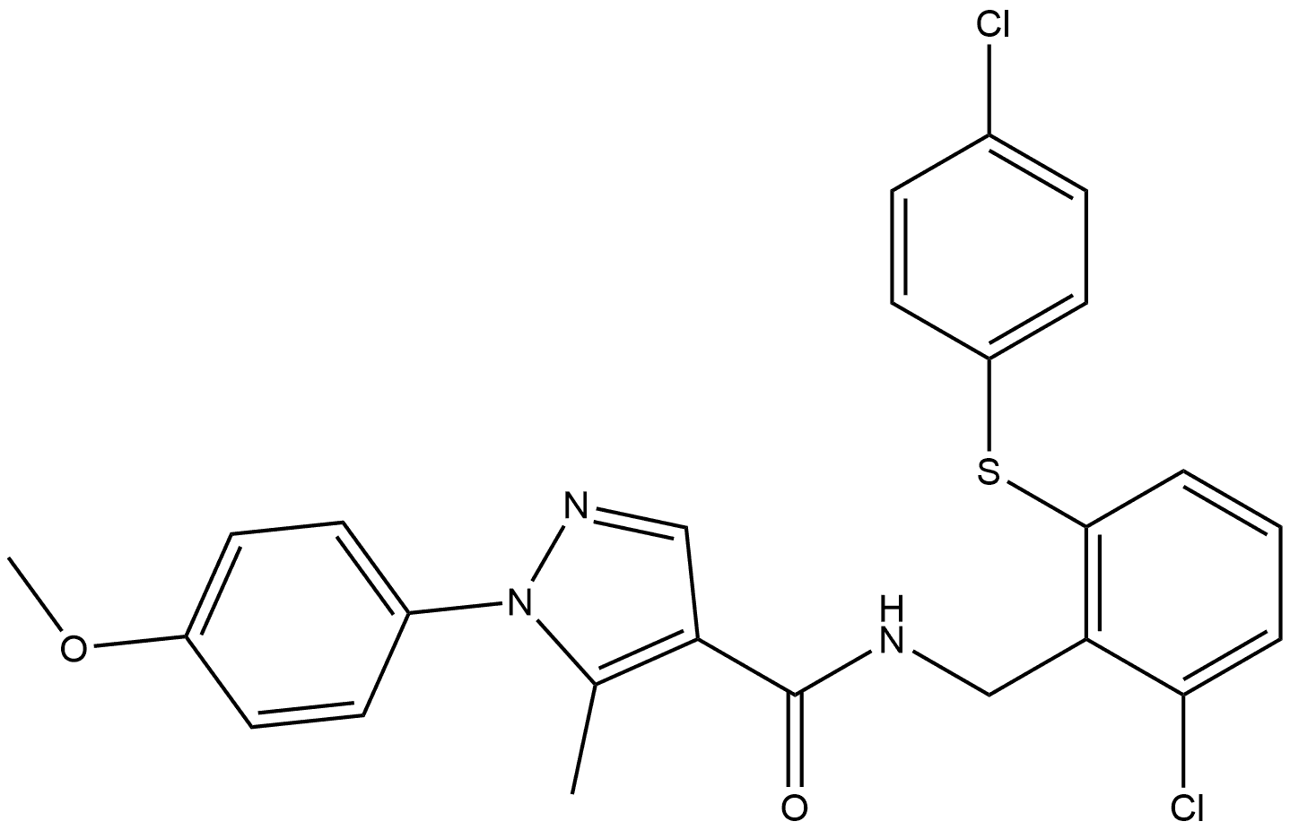 N-[[2-Chloro-6-[(4-chlorophenyl)thio]phenyl]methyl]-1-(4-methoxyphenyl)-5-methyl-1H-pyrazole-4-carboxamide Structure