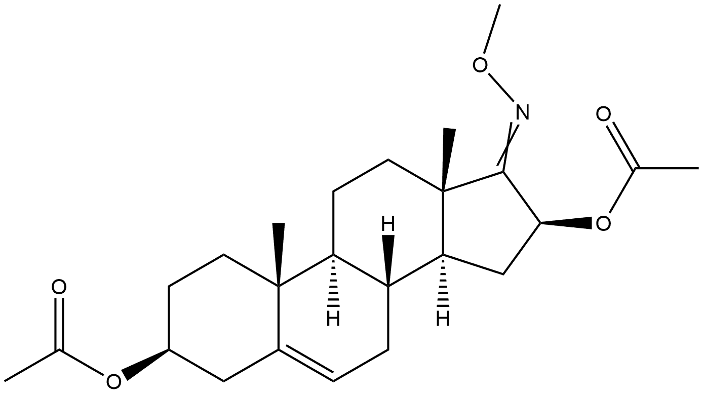 3β,16β-ビス(アセチルオキシ)-17-(メトキシイミノ)アンドロスタ-5-エン 化学構造式