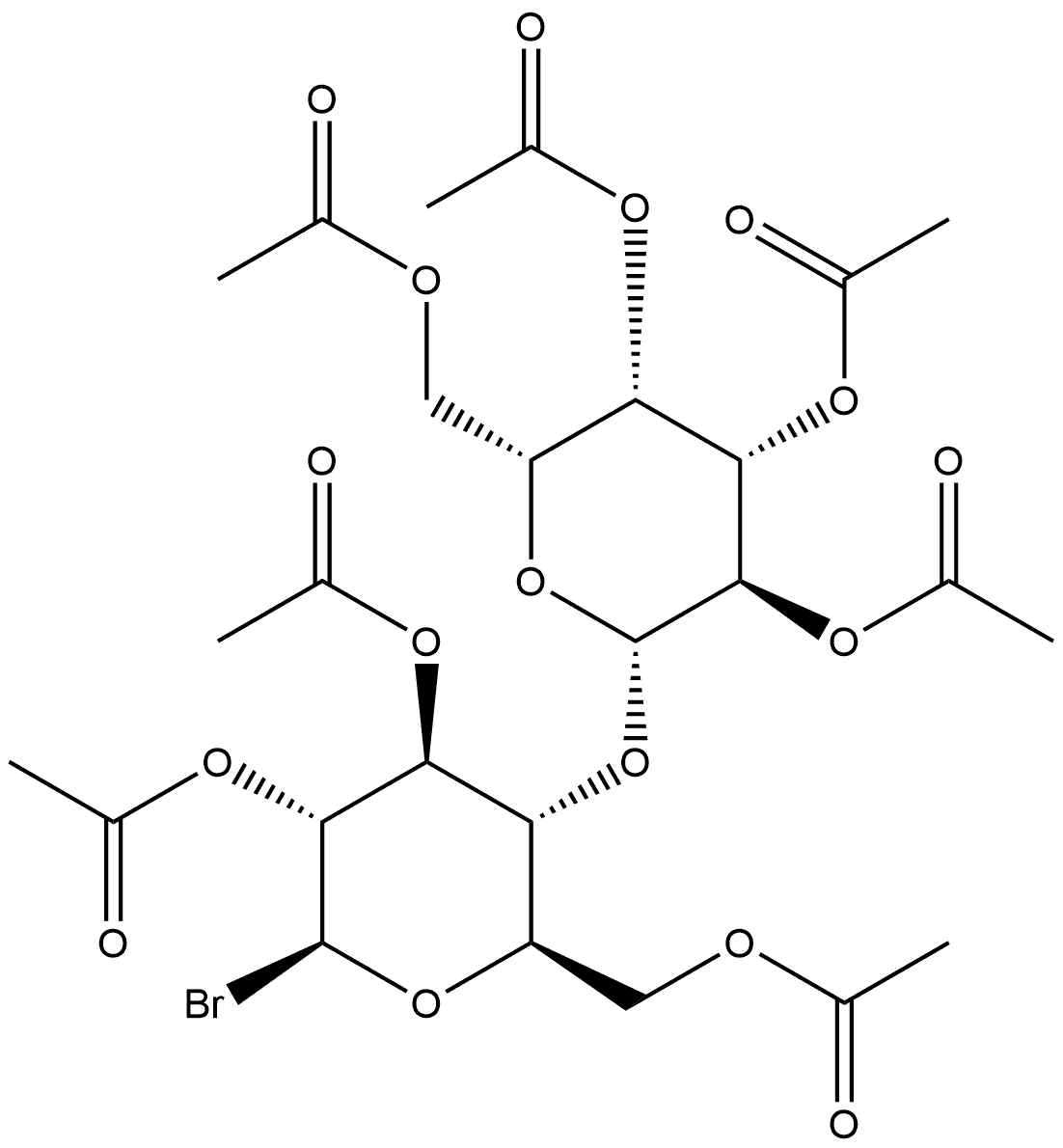 β-D-Glucopyranosyl bromide, 4-O-(2,3,4,6-tetra-O-acetyl-β-D-galactopyranosyl)-, 2,3,6-triacetate Structure