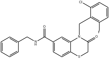 2H-1,4-Benzothiazine-6-carboxamide, 4-[(2-chloro-6-fluorophenyl)methyl]-3,4-dihydro-3-oxo-N-(phenylmethyl)- Struktur