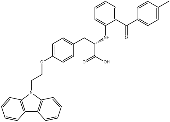 O-[2-(9H-Carbazol-9-yl)ethyl]-N-[2-(4-methylbenzoyl)phenyl]-L-tyrosine Struktur