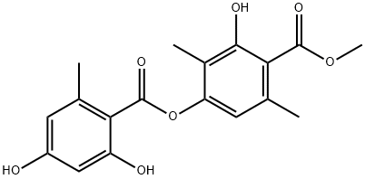 Benzoic acid, 4-[(2,4-dihydroxy-6-methylbenzoyl)oxy]-2-hydroxy-3,6-dimethyl-, methyl ester Structure