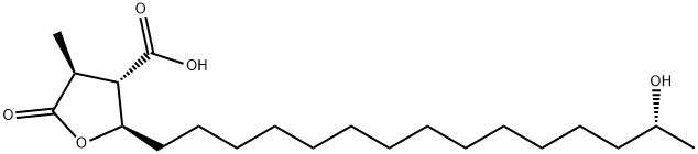 3-Furancarboxylic acid, tetrahydro-2-[(14R)-14-hydroxypentadecyl]-4-methyl-5-oxo-, (2R,3S,4S)- Struktur