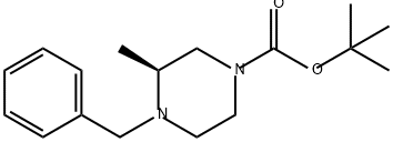 1-Piperazinecarboxylic acid, 3-methyl-4-(phenylmethyl)-, 1,1-dimethylethyl ester, (3S)- Struktur