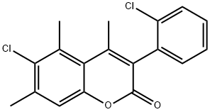 2H-1-Benzopyran-2-one, 6-chloro-3-(2-chlorophenyl)-4,5,7-trimethyl- 结构式