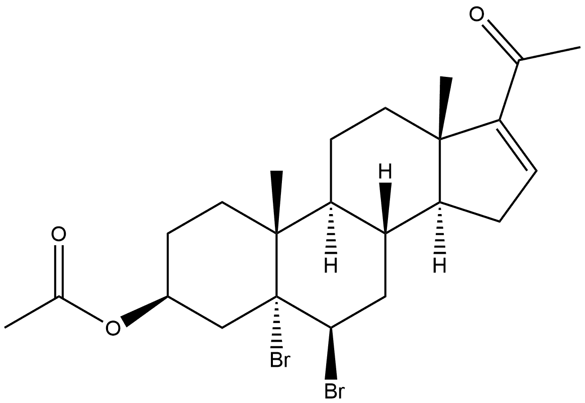 Pregn-16-en-20-one, 3-(acetyloxy)-5,6-dibromo-, (3β,5α,6β)- (9CI) Struktur