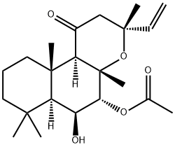 (3R,6aα,10bα)-5α-Acetyloxy-3α-vinyldodecahydro-6β-hydroxy-3,4aβ,7,7,10aβ-pentamethyl-1H-naphtho[2,1-b]pyran-1-one Structure