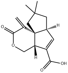 (4aR,6aS,9aR)-1,2,4,4a,6a,7,8,9-オクタヒドロ-8,8-ジメチル-1-メチレン-2-オキソペンタレノ[1,6a-c]ピラン-5-カルボン酸 化学構造式