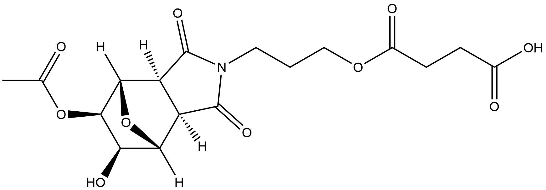Butanedioic acid, 1-[3-[(3aS,4S,5R,6R,7R,7aR)-5-(acetyloxy)octahydro-6-hydroxy-1,3-dioxo-4,7-epoxy-2H-isoindol-2-yl]propyl] ester, rel- 结构式