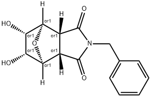 rel-(3aR,4R,5S,6R,7S,7aS)-Hexahydro-5,6-dihydroxy-2-(phenylmethyl)-4,7-epoxy-1H-isoindole-1,3(2H)-dione 结构式