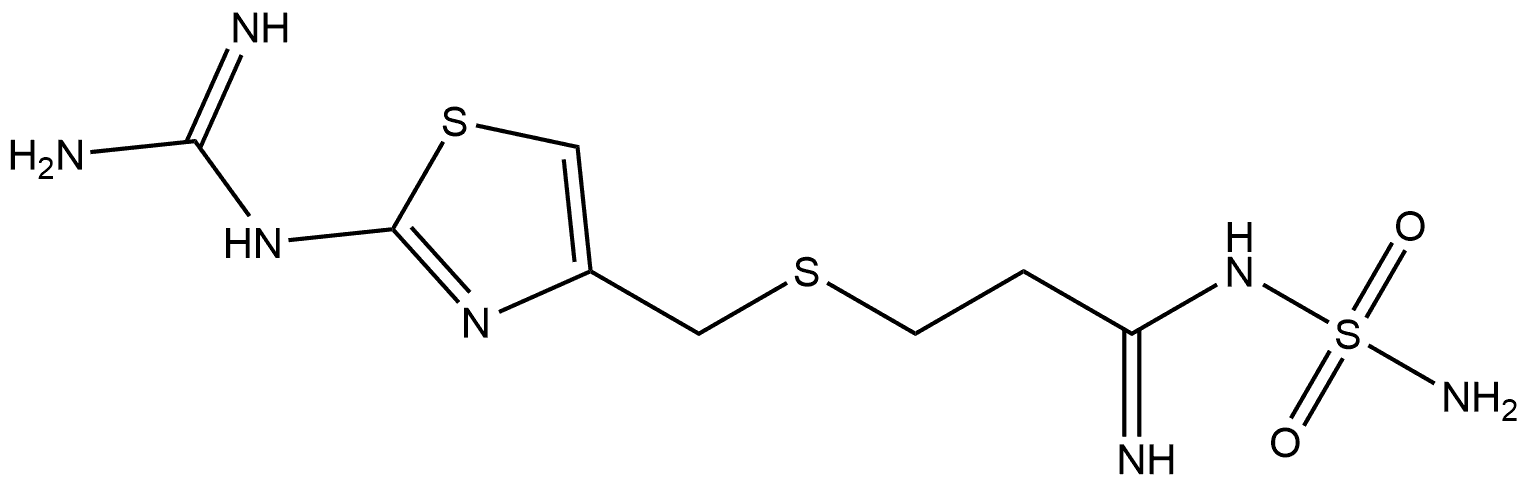 Propanimidamide, 3-[[[2-[(aminoiminomethyl)amino]-4-thiazolyl]methyl]thio]-N-(aminosulfonyl)-, (Z)- (9CI) 化学構造式