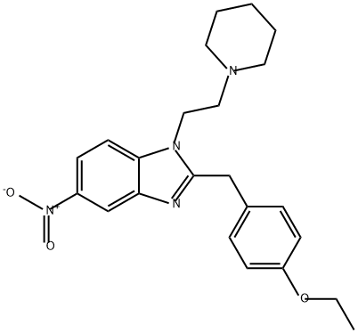 1H-Benzimidazole, 2-[(4-ethoxyphenyl)methyl]-5-nitro-1-[2-(1-piperidinyl)ethyl]- Structure