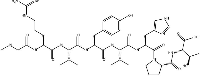 L-Threonine, N-methylglycyl-L-arginyl-L-valyl-L-tyrosyl-L-valyl-L-histidyl-L-prolyl- (9CI) Struktur