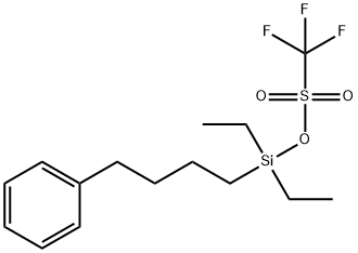 Methanesulfonic acid, 1,1,1-trifluoro-, diethyl(4-phenylbutyl)silyl ester Structure
