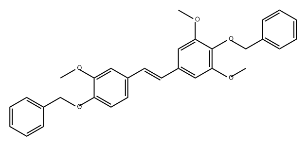 Benzene, 1,3-dimethoxy-5-[(1E)-2-[3-methoxy-4-(phenylmethoxy)phenyl]ethenyl]-2-(phenylmethoxy)- Structure
