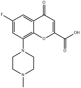 4H-1-Benzopyran-2-carboxylic acid, 6-fluoro-8-(4-methyl-1-piperazinyl)-4-oxo- Structure
