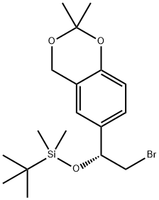 4H-1,3-Benzodioxin, 6-[(1R)-2-bromo-1-[[(1,1-dimethylethyl)dimethylsilyl]oxy]ethyl]-2,2-dimethyl- 结构式