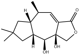 3a,4,4aβ,5,6,7,7aβ,8α-Octahydro-3aβ,4β-dihydroxy-6,6,8β-trimethylazuleno[5,6-c]furan-1(3H)-one Struktur