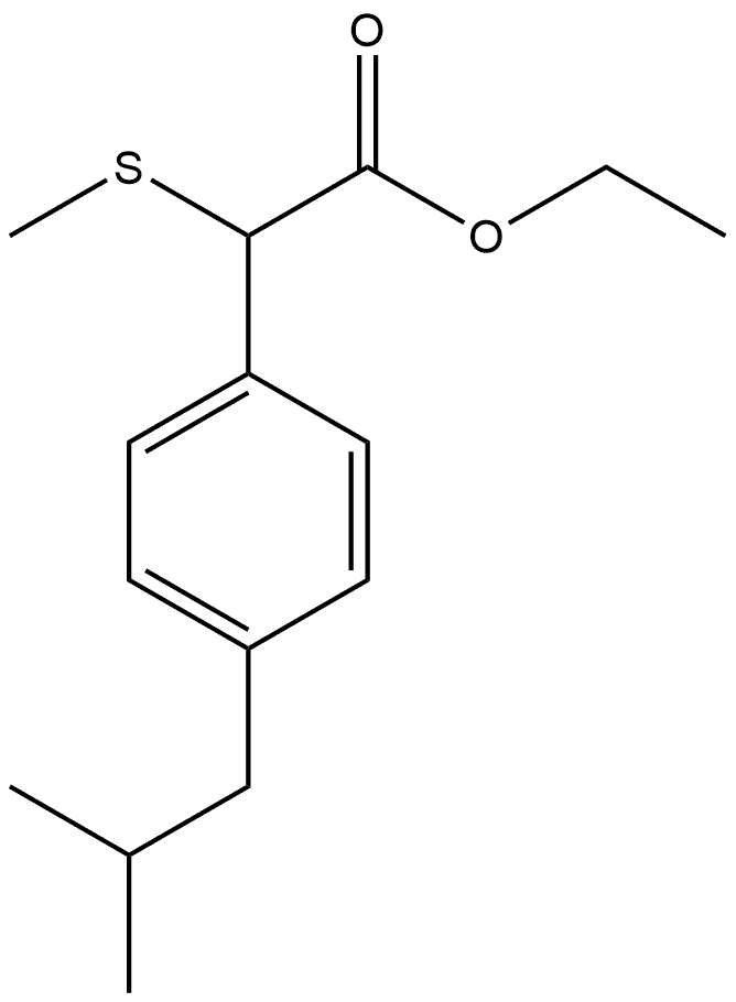 Benzeneacetic acid, 4-(2-methylpropyl)-α-(methylthio)-, ethyl ester Structure