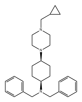 Benzenemethanamine, N-[cis-4-[4-(cyclopropylmethyl)-1-piperazinyl]cyclohexyl]-N-(phenylmethyl)- Struktur