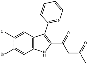Ethanone, 1-[6-bromo-5-chloro-3-(2-pyridinyl)-1H-indol-2-yl]-2-(methylsulfinyl)- Structure