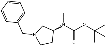 Carbamic acid, N-methyl-N-[(3R)-1-(phenylmethyl)-3-pyrrolidinyl]-, 1,1-dimethylethyl ester Structure