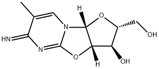 6H-Furo[2',3':4,5]oxazolo[3,2-a]pyrimidine-2-methanol, 2,3,3a,9a-tetrahydro-3-hydroxy-6-imino-7-methyl-, (2R,3R,3aS,9aR)- Structure