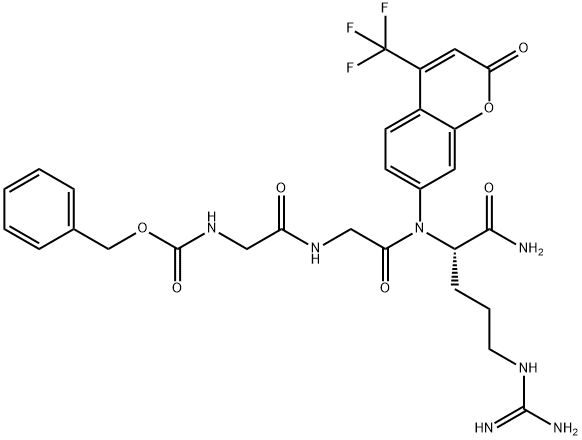 L-Argininamide, N-[(phenylmethoxy)carbonyl]glycylglycyl-N-[2-oxo-4-(trifluoromethyl)-2H-1-benzopyran-7-yl]- (9CI) 结构式