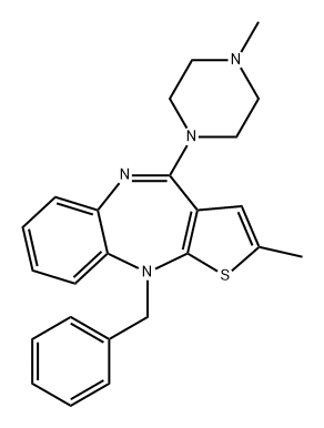 10H-Thieno[2,3-b][1,5]benzodiazepine, 2-methyl-4-(4-methyl-1-piperazinyl)-10-(phenylmethyl)-