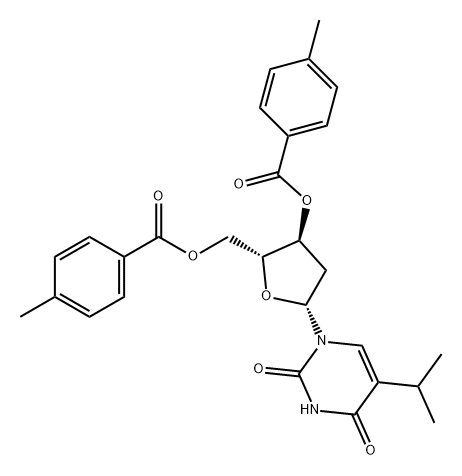 Uridine, 2'-deoxy-5-(1-methylethyl)-, 3',5'-bis(4-methylbenzoate) Structure