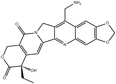 10H-1,3-Dioxolo[4,5-g]pyrano[3',4':6,7]indolizino[1,2-b]quinoline-8,11(7H,13H)-dione, 14-(aminomethyl)-7-ethyl-7-hydroxy-, (7S)- Structure