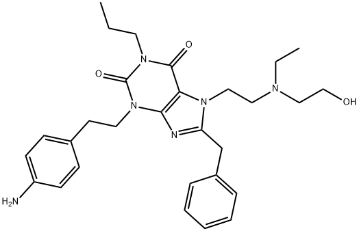 770703-20-3 1H-Purine-2,6-dione, 3-[2-(4-aminophenyl)ethyl]-7-[2-[ethyl(2-hydroxyethyl)amino]ethyl]-3,7-dihydro-8-(phenylmethyl)-1-propyl-