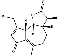 (3aS)-3,3aβ,4,5,9aβ,9bα-ヘキサヒドロ-9-(ヒドロキシメチル)-3β,6-ジメチルアズレノ[4,5-b]フラン-2,7-ジオン 化学構造式