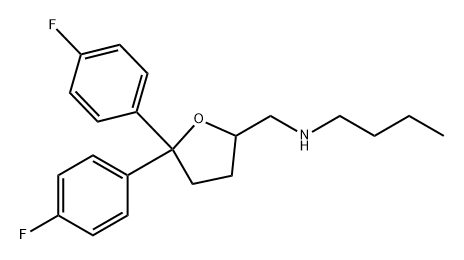 2-Furanmethanamine, N-butyl-5,5-bis(4-fluorophenyl)tetrahydro- Structure