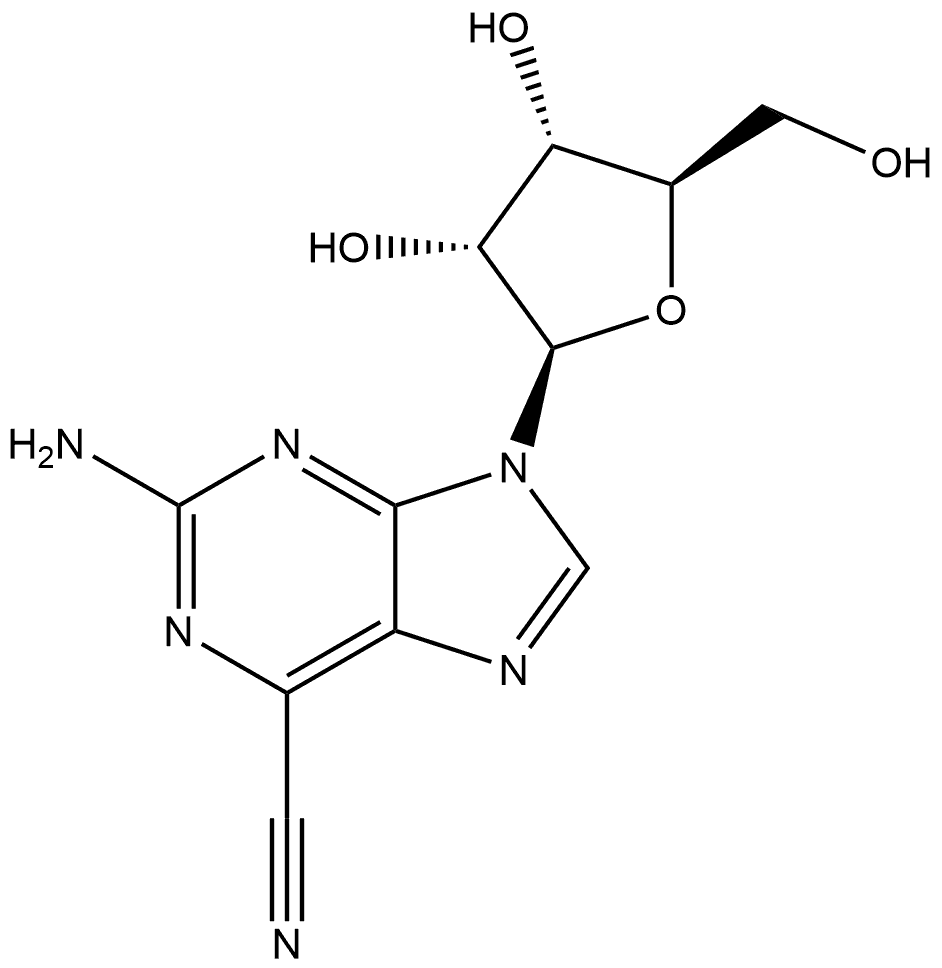 9H-Purine-6-carbonitrile, 2-amino-9-β-D-ribofuranosyl- Structure