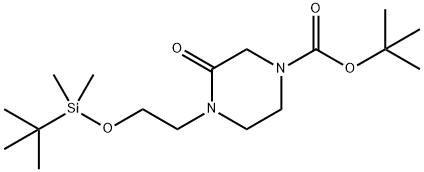 1-Piperazinecarboxylic acid, 4-[2-[[(1,1-dimethylethyl)dimethylsilyl]oxy]ethyl]-3-oxo-, 1,1-dimethylethyl ester 结构式