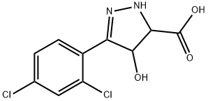 1H-Pyrazole-5-carboxylic acid, 3-(2,4-dichlorophenyl)-4,5-dihydro-4-hydroxy- 化学構造式