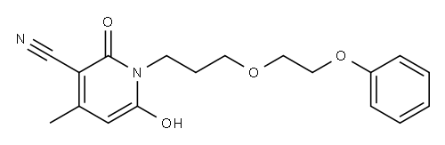 1-[3-(2-苯氧基)乙氧基丙基]-3-氰基-4-甲基-6-羟基-2-吡啶酮 结构式