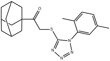 Ethanone, 2-[[1-(2,5-dimethylphenyl)-1H-tetrazol-5-yl]thio]-1-tricyclo[3.3.1.13,7]dec-1-yl- Structure