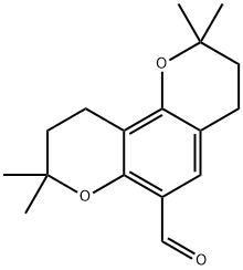 2,2,8,8-Tetramethyl-2,3,4,8,9,10-hexahydropyrano[2,3-f]chromene-6-carbaldehyde Structure