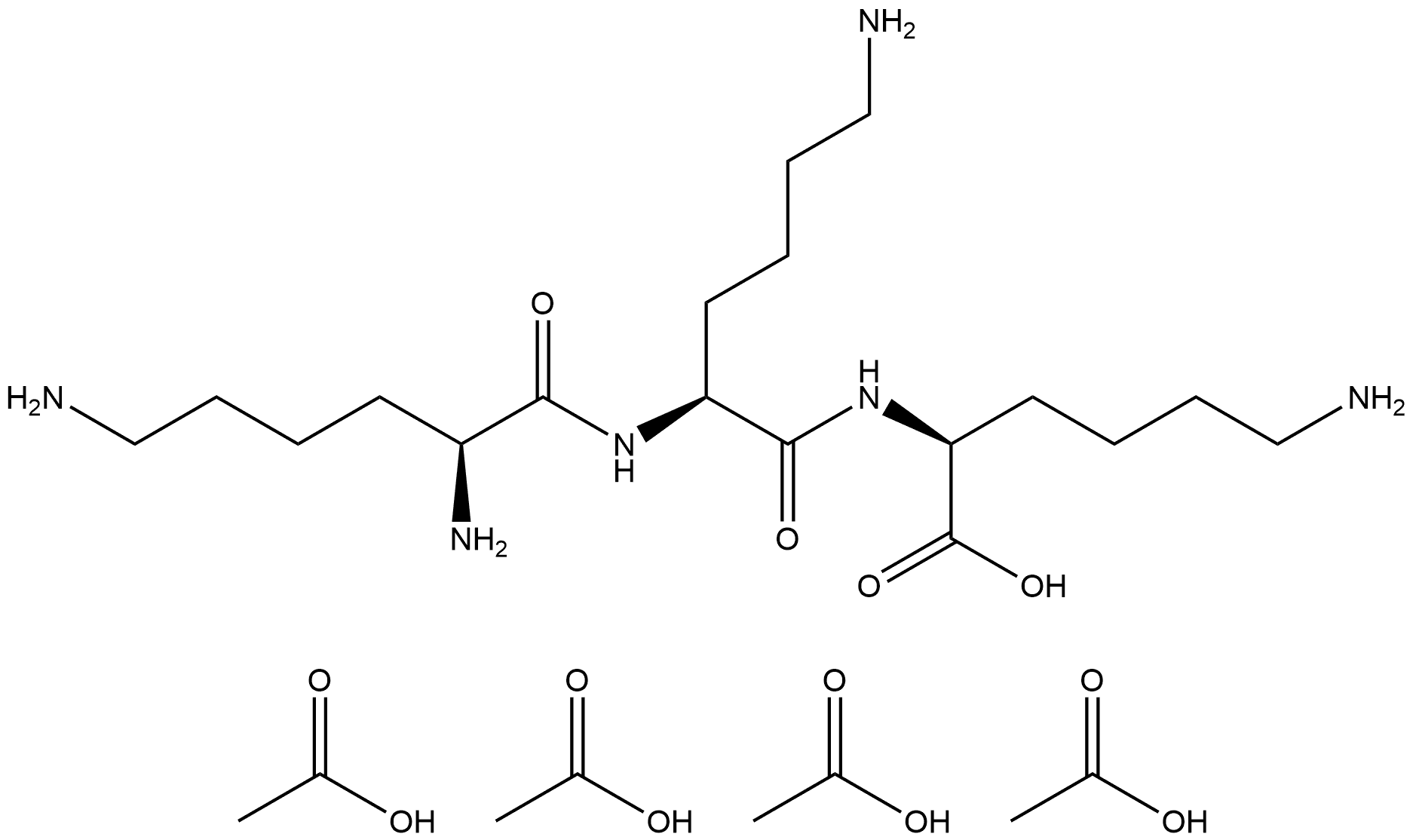L-Lysine, N2-(N2-L-lysyl-L-lysyl)-, tetraacetate Structure