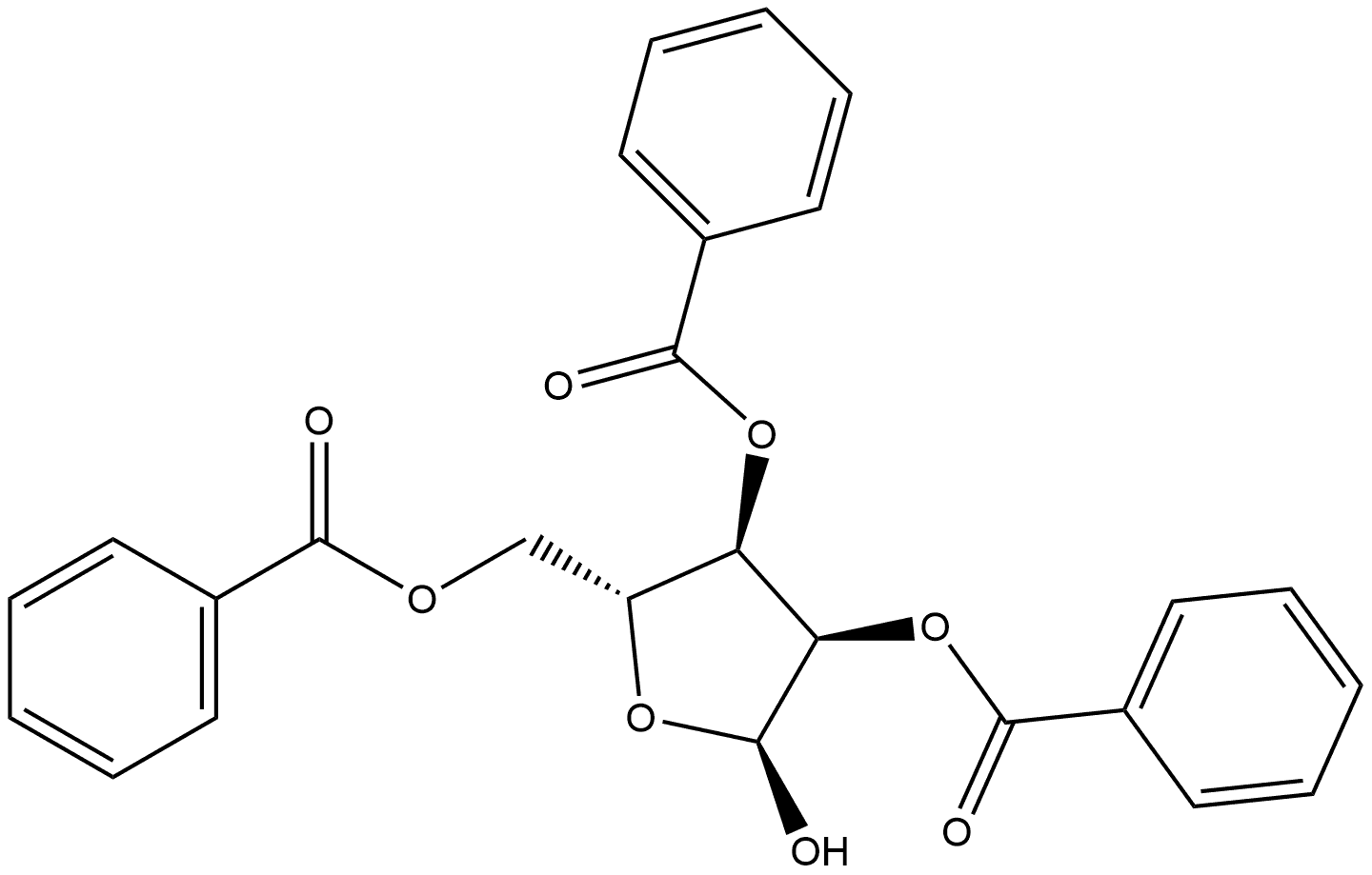 Α-D-RIBOFURANOSE,2,3,5-TRIBENZOATE, 79439-67-1, 结构式
