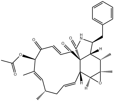 3H-Cyclotridec(d)oxireno(f)isoindole-8,11,12(13H)-trione,7-(acetyloxy) -4,7,14,14a,15,15a,16a,16b-octahydro-4,6,15,15a-tetramethyl-14-(phenyl methyl)-, (1E,4S,5E,7R,9E,11aR,14S,14aR,15S,15aR,16aS,16bR)- Struktur