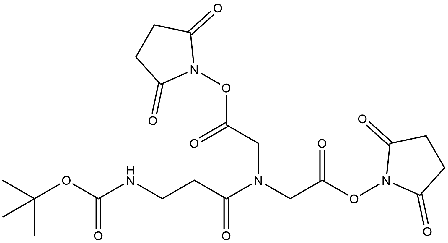 Glycine, N-[(1,1-dimethylethoxy)carbonyl]-β-alanyl-N-[2-[(2,5-dioxo-1-pyrrolidinyl)oxy]-2-oxoethyl]-, 2,5-dioxo-1-pyrrolidinyl ester 结构式