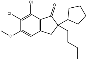 1H-Inden-1-one, 2-butyl-6,7-dichloro-2-cyclopentyl-2,3-dihydro-5-methoxy- 化学構造式