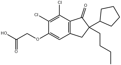 Acetic acid, 2-[(2-butyl-6,7-dichloro-2-cyclopentyl-2,3-dihydro-1-oxo-1H-inden-5-yl)oxy]- Struktur